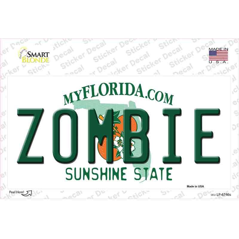 LP-6746s-M Zombie Florida Novelty Sticker Decal - Medium