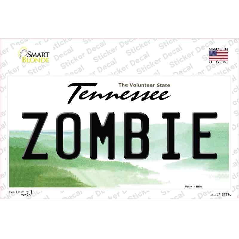 LP-6753s-M Zombie Tennessee Novelty Sticker Decal - Medium