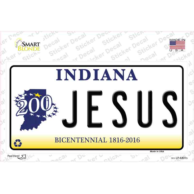 LP-6401s-M Jesus Indiana Novelty Sticker Decal - Medium