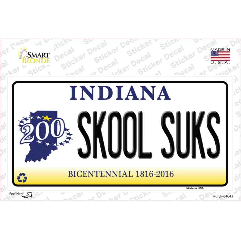 LP-6404s-M Skook Suks Indiana Novelty Sticker Decal - Medium