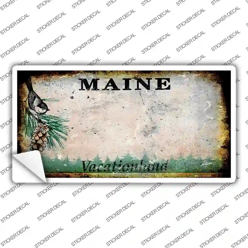 LP-8136s-S Maine State Rusty Novelty Sticker Decal - Small