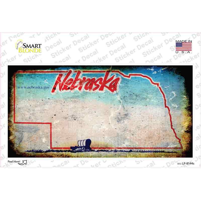 LP-8144s-M Nebraska State Rusty Novelty Sticker Decal - Medium
