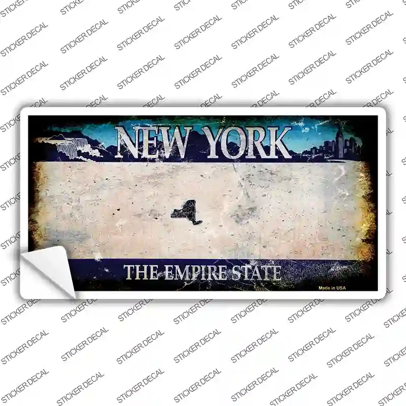 LP-8148s-L   York State Rusty Novelty Sticker Decal - Large