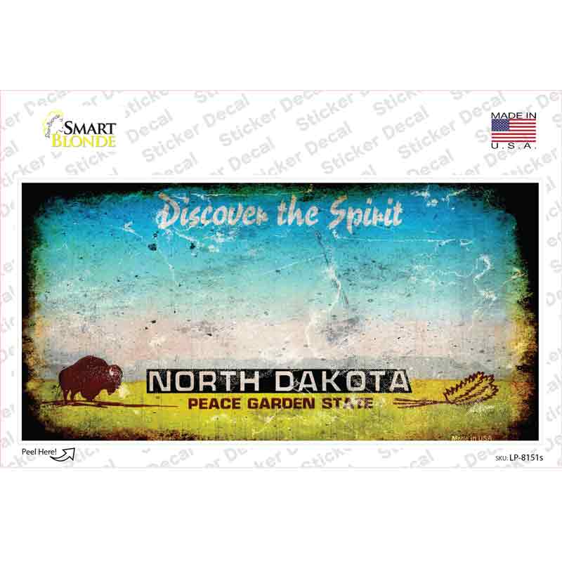 LP-8151s-M North Dakota State Rusty Novelty Sticker Decal - Medium