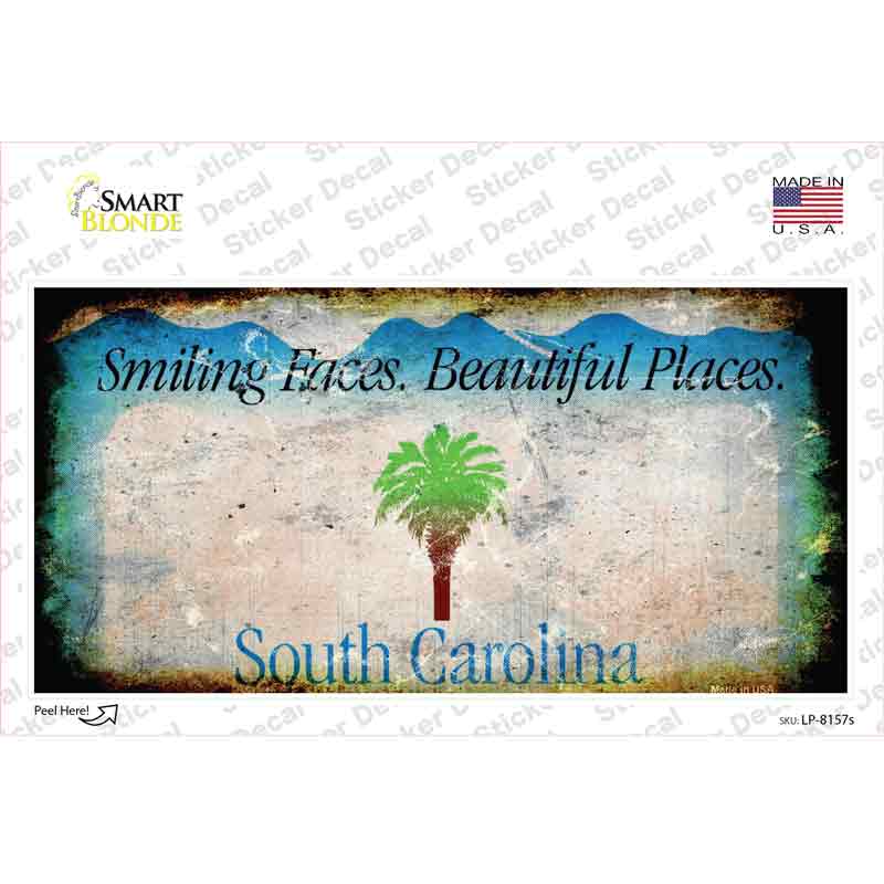 LP-8157s-M South Carolina State Rusty Novelty Sticker Decal - Medium