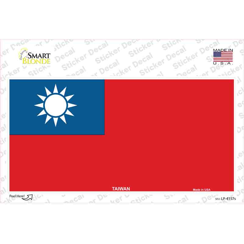 LP-4157s-M Taiwan Flag Novelty Sticker Decal - Medium