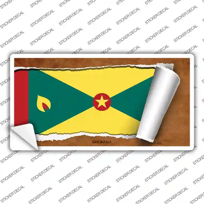 LP-9185s-L Grenada Flag Scroll Novelty Sticker Decal - Large