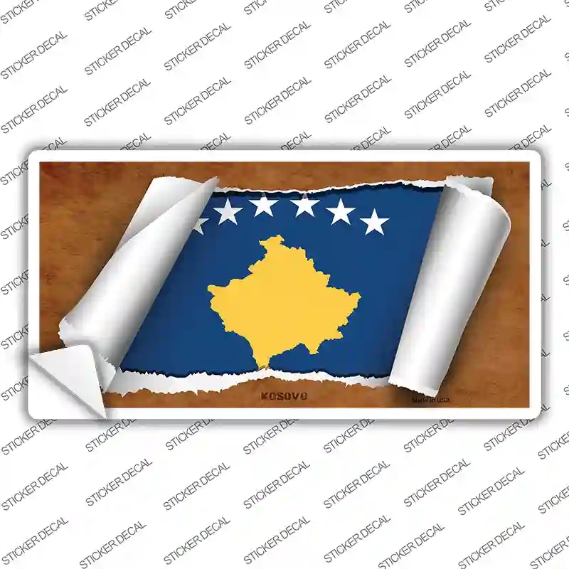 LP-9206s-XL Kosovo Flag Scroll Novelty Sticker Decal - Extra Large