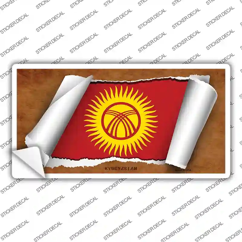 LP-9208s-S Kyrgyzstan Flag Scroll Novelty Sticker Decal - Small