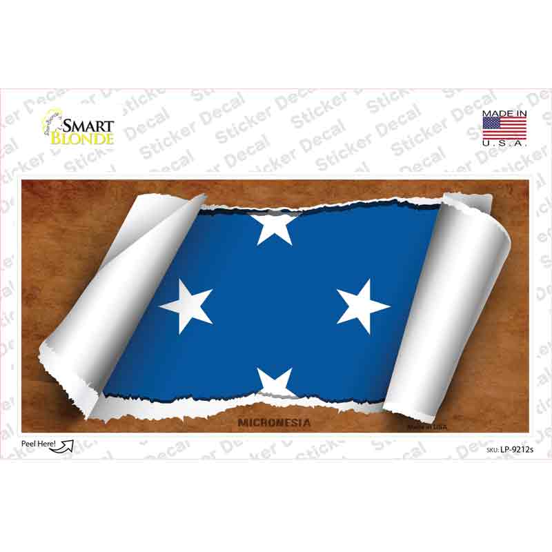 LP-9212s-M Micronesia Flag Scroll Novelty Sticker Decal - Medium