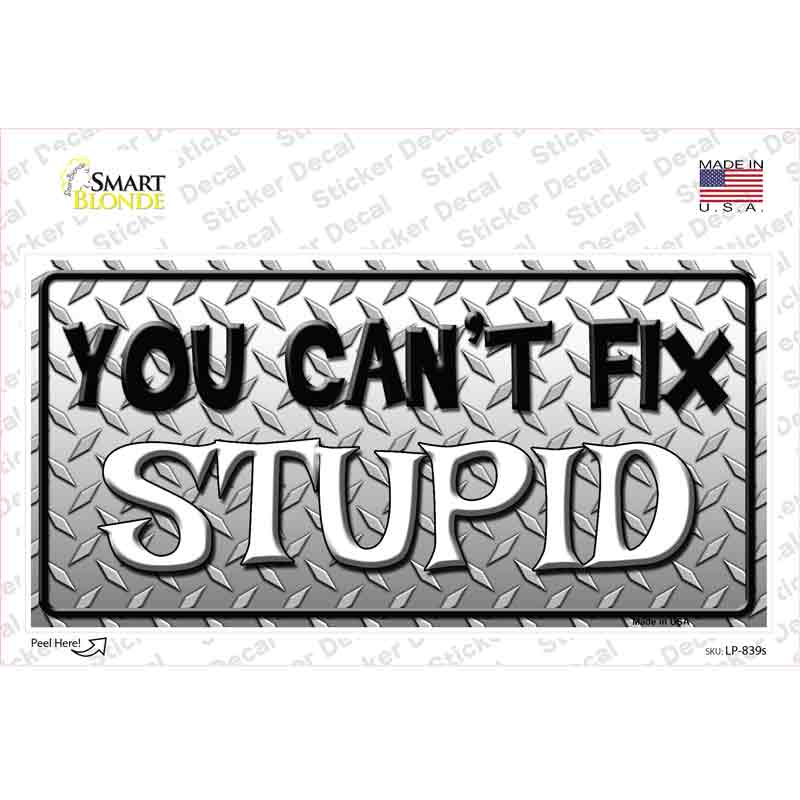 LP-839s-M You Cant Fix Stupid Novelty Sticker Decal - Medium