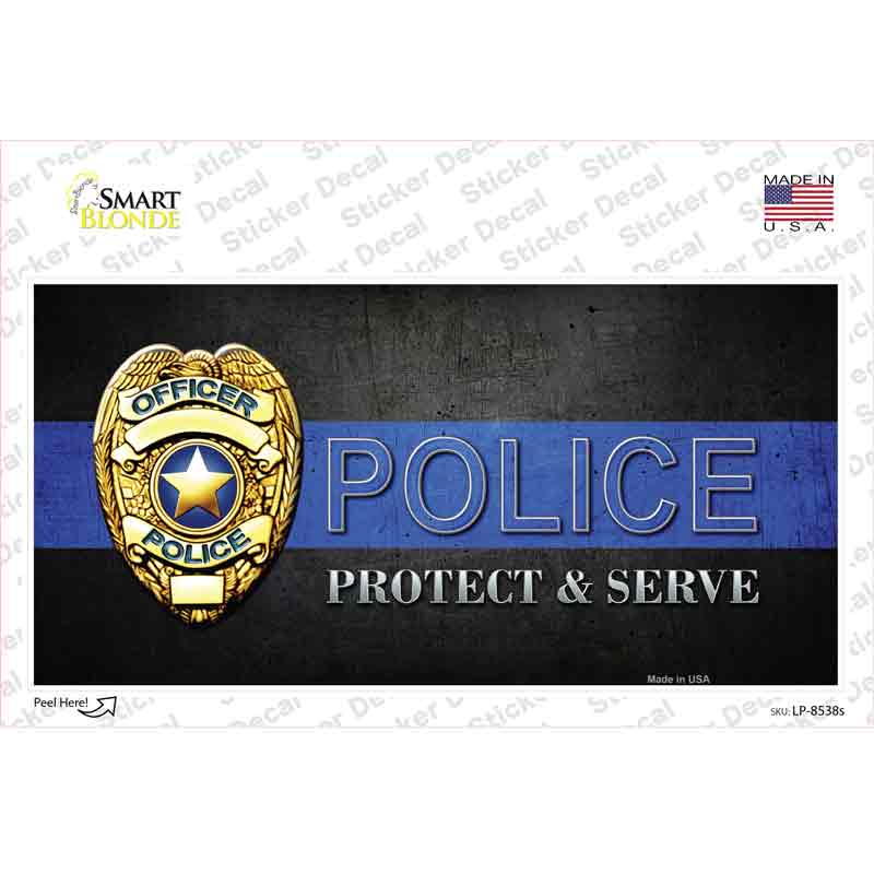 LP-8538s-M Police decal Thin Blue Line Novelty Sticker Decal - Medium