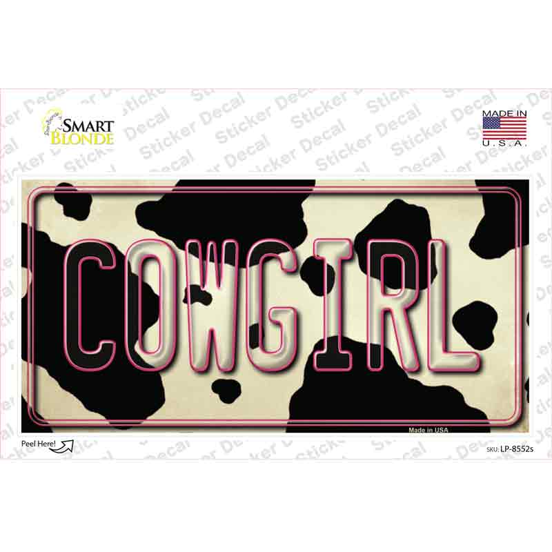 LP-8552s-M Cowgirl Cow Novelty Sticker Decal - Medium