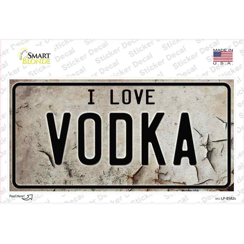 LP-8582s-M I Love Vodka Novelty Sticker Decal - Medium