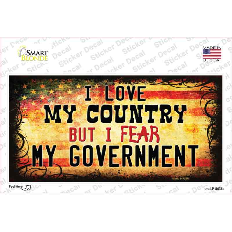 LP-8638s-M I Love My Country Novelty Sticker Decal - Medium