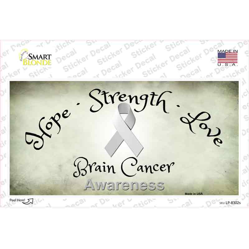 LP-8302s-M Brain Cancer Ribbon Novelty Sticker Decal - Medium