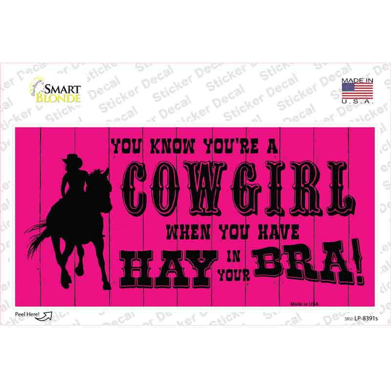 LP-8391s-M Pink Cowgirl Novelty Sticker Decal - Medium
