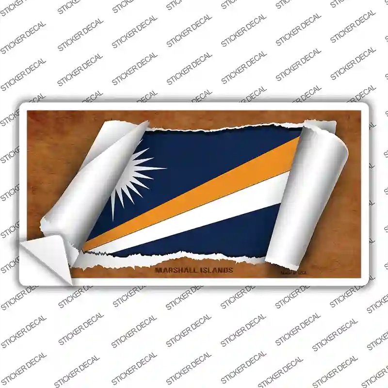 LP-9234s-L Marshall Islands Flag Scroll Novelty Sticker Decal - Large