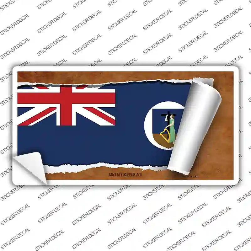 LP-9240s-L Montserrat Flag Scroll Novelty Sticker Decal - Large