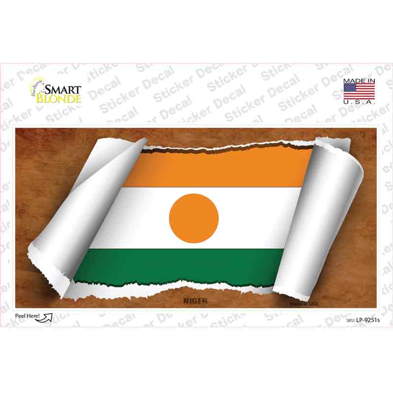 LP-9251s-M Niger Flag Scroll Novelty Sticker Decal - Medium