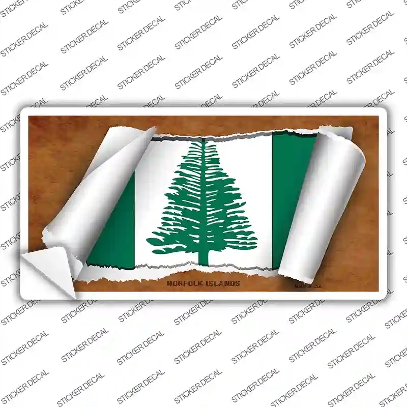 LP-9253s-L Norfolk Islands Flag Scroll Novelty Sticker Decal - Large