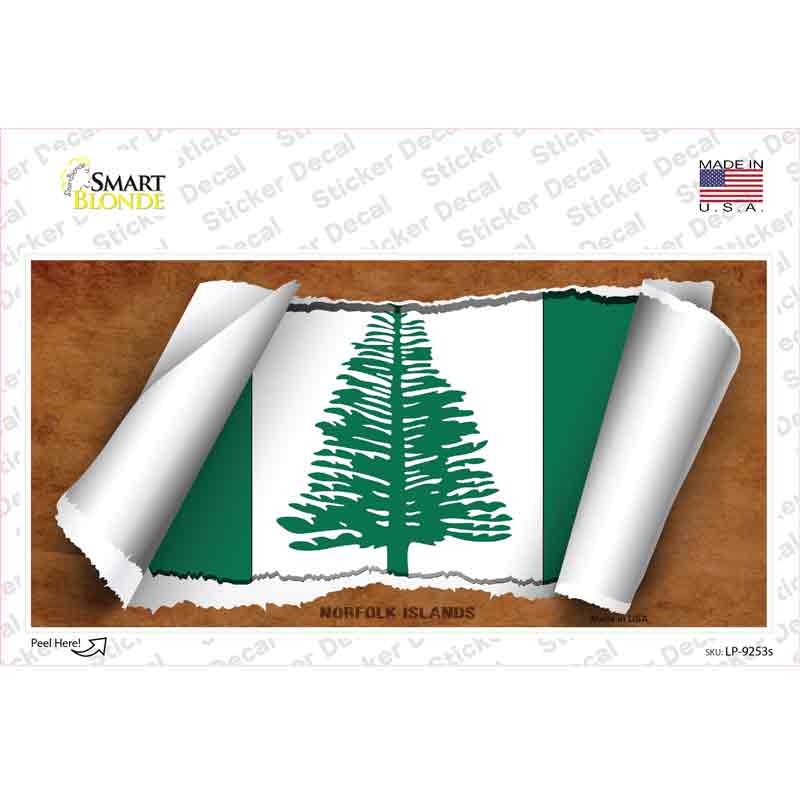 LP-9253s-M Norfolk Islands Flag Scroll Novelty Sticker Decal - Medium