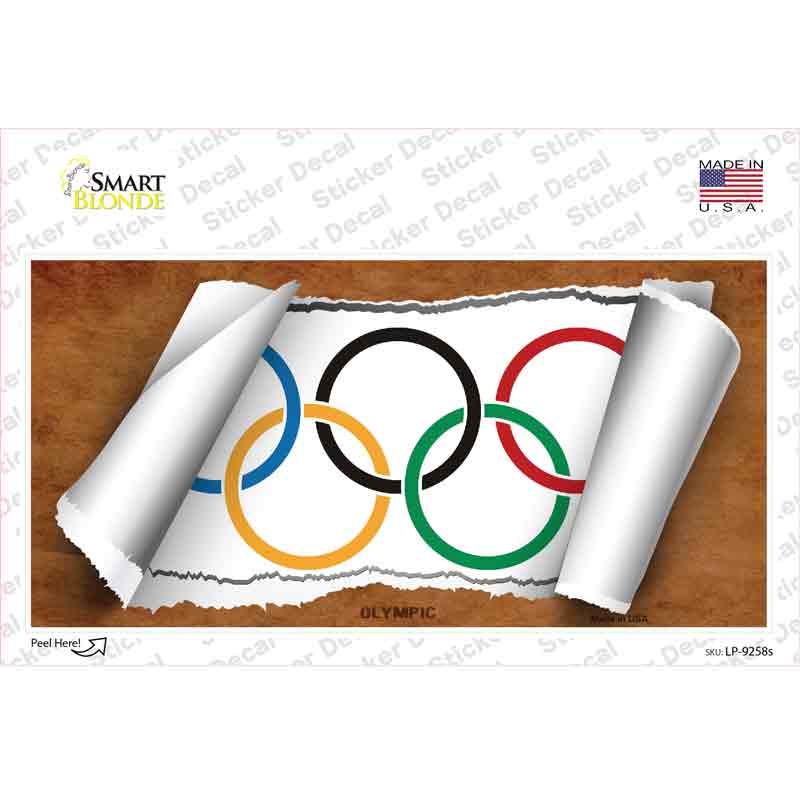 LP-9258s-M Olympic Flag Scroll Novelty Sticker Decal - Medium