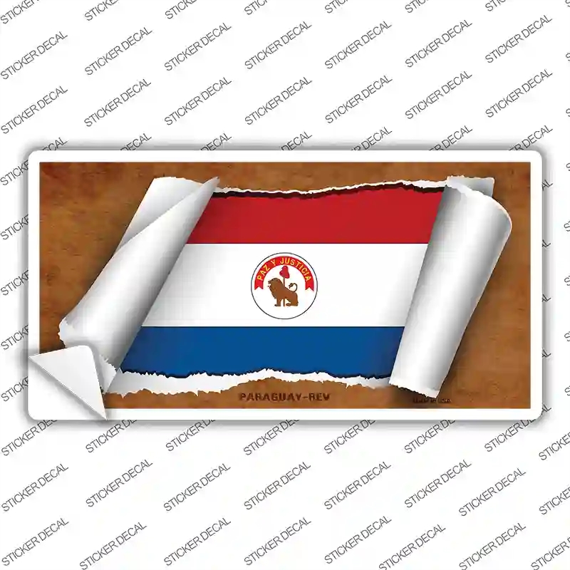 LP-9266s-XL Paraguay-REV Flag Scroll Novelty Sticker Decal - Extra Large