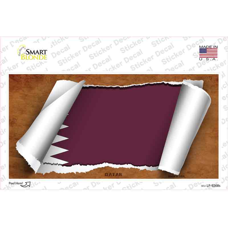 LP-9268s-M Qatar Flag Scroll Novelty Sticker Decal - Medium