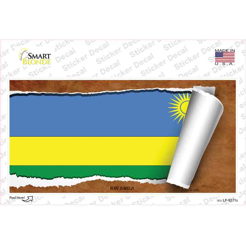 LP-9271s-M Rwanda Flag Scroll Novelty Sticker Decal - Medium