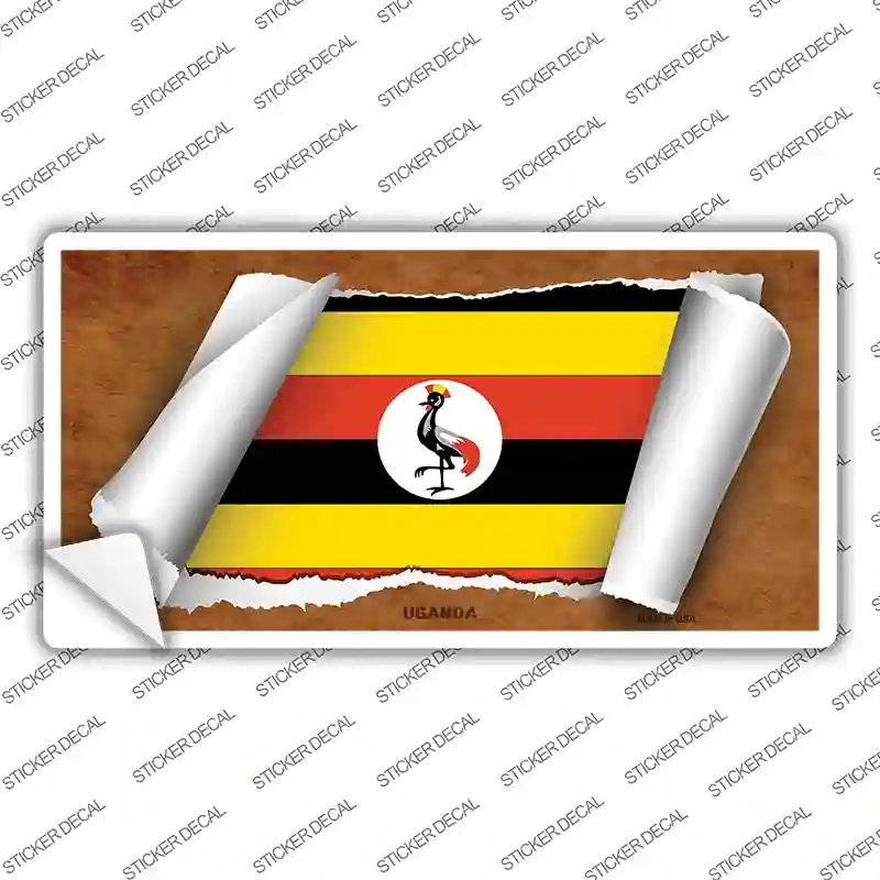 LP-9307s-L Uganda Flag Scroll Novelty Sticker Decal - Large