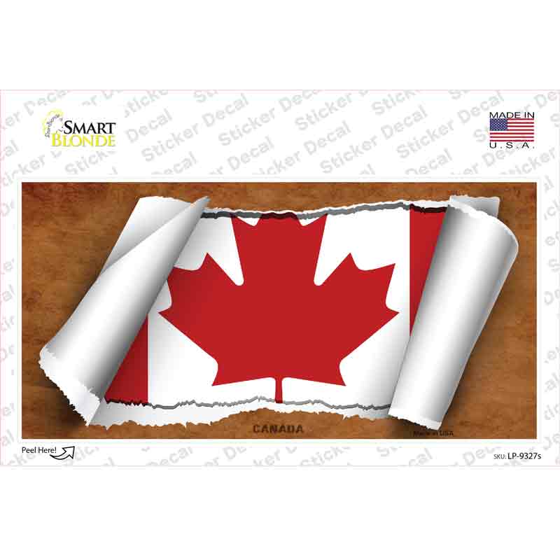 LP-9327s-M Canada Flag Scroll Novelty Sticker Decal - Medium