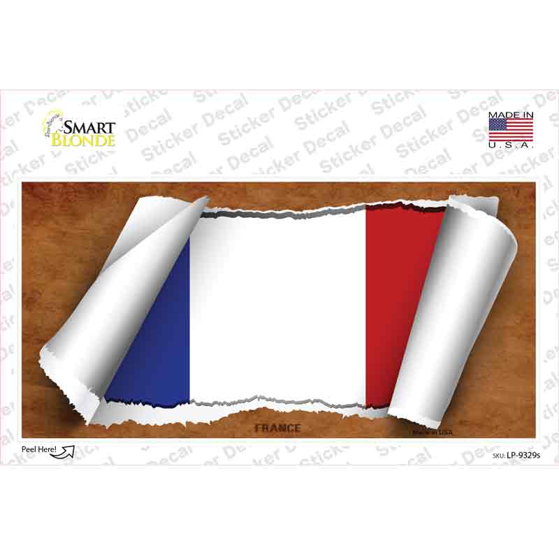 LP-9329s-M France Flag Scroll Novelty Sticker Decal - Medium