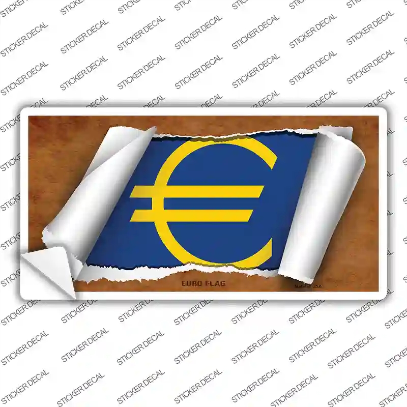 LP-9175s-S Euro Flag Scroll Novelty Sticker Decal - Small