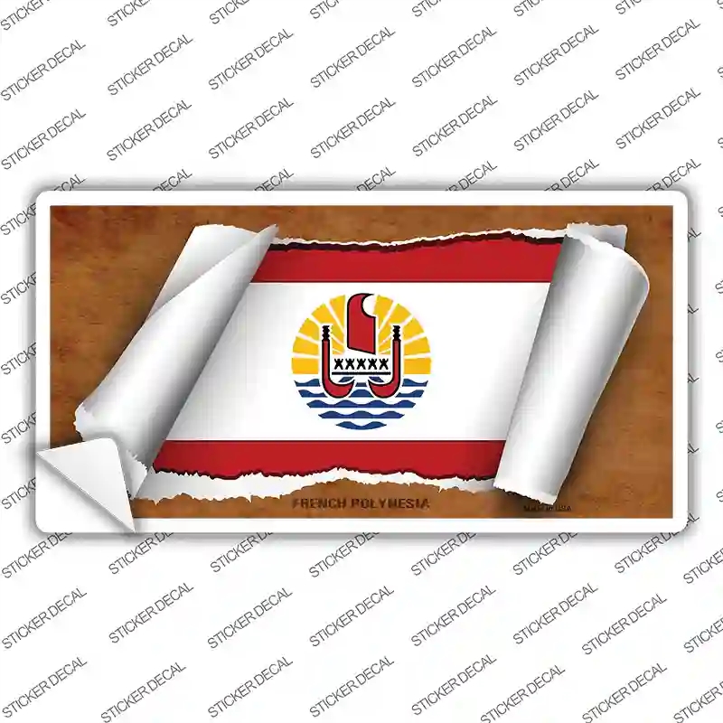 LP-9180s-XL French Polynesia Flag Scroll Novelty Sticker Decal - Extra Large
