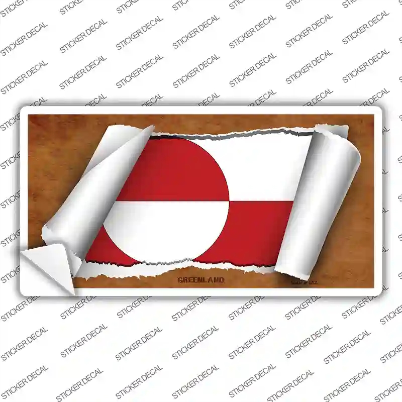 LP-9184s-XL Greenland Flag Scroll Novelty Sticker Decal - Extra Large