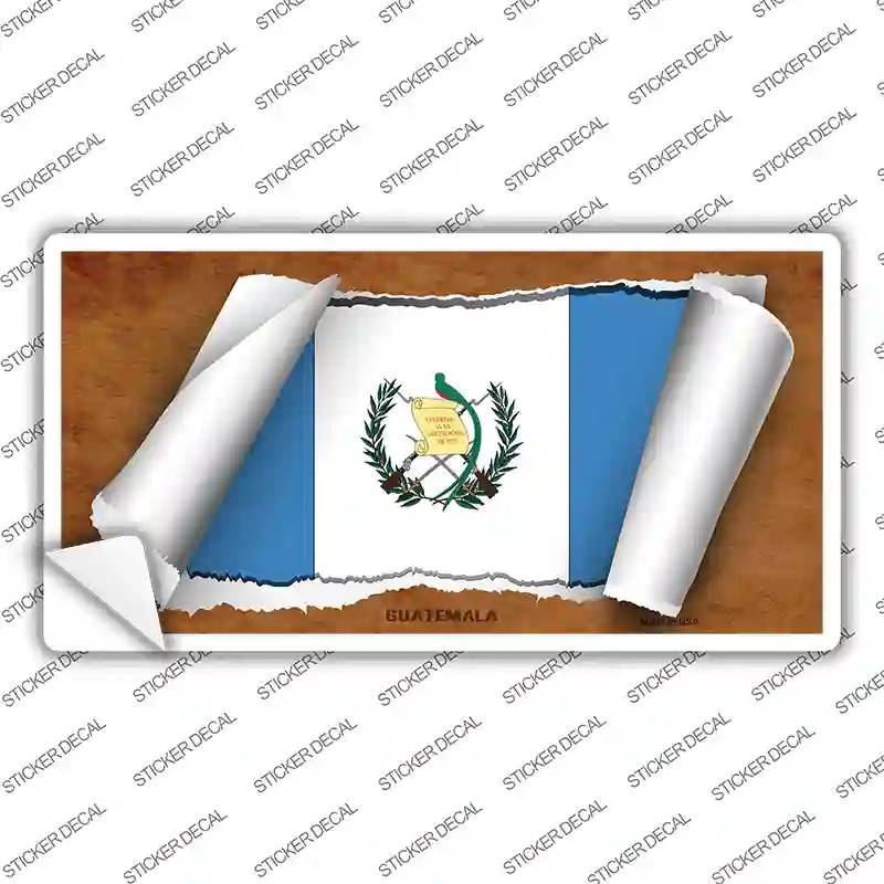 LP-9187s-S Guatemala Flag Scroll Novelty Sticker Decal - Small