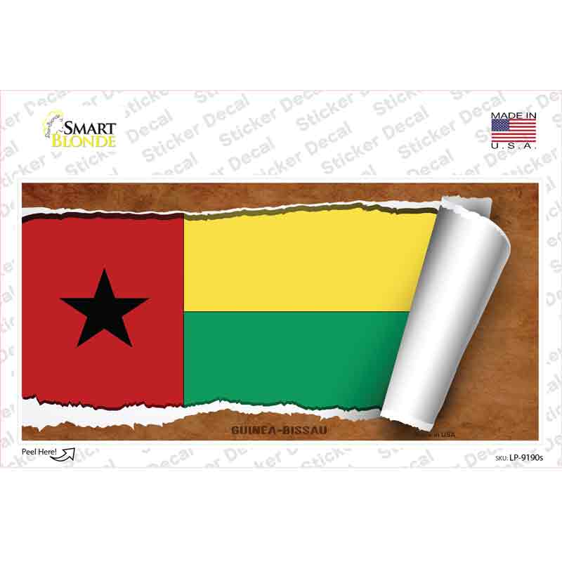LP-9190s-M Guinea-Bissau Flag Scroll Novelty Sticker Decal - Medium
