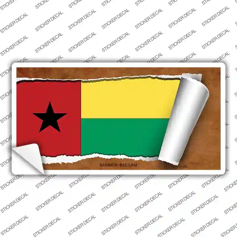 LP-9190s-S Guinea-Bissau Flag Scroll Novelty Sticker Decal - Small