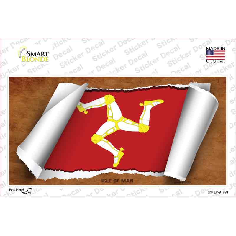 LP-9199s-M Isle of Man Flag Scroll Novelty Sticker Decal - Medium