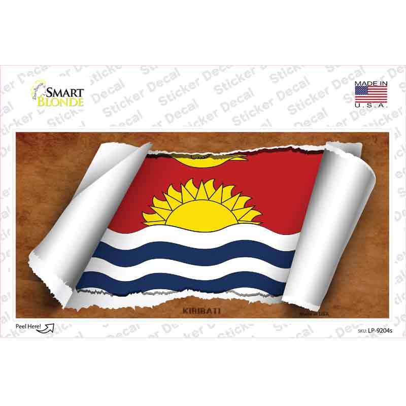 LP-9204s-M Kiribati Flag Scroll Novelty Sticker Decal - Medium