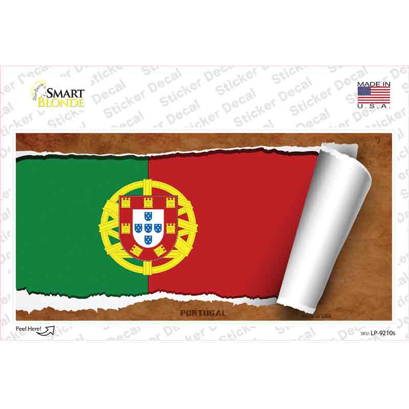 LP-9210s-M Portugal Flag Scroll Novelty Sticker Decal - Medium