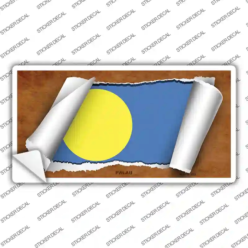 LP-9211s-L Palau Flag Scroll Novelty Sticker Decal - Large