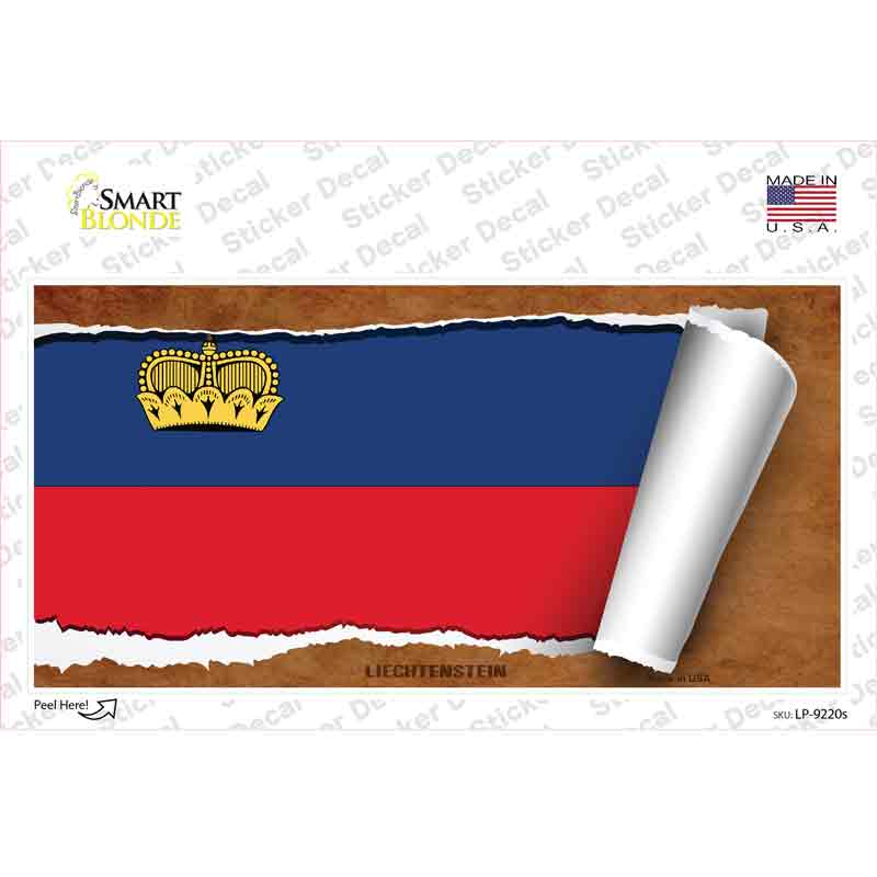LP-9220s-M Liechtenstein Flag Scroll Novelty Sticker Decal - Medium