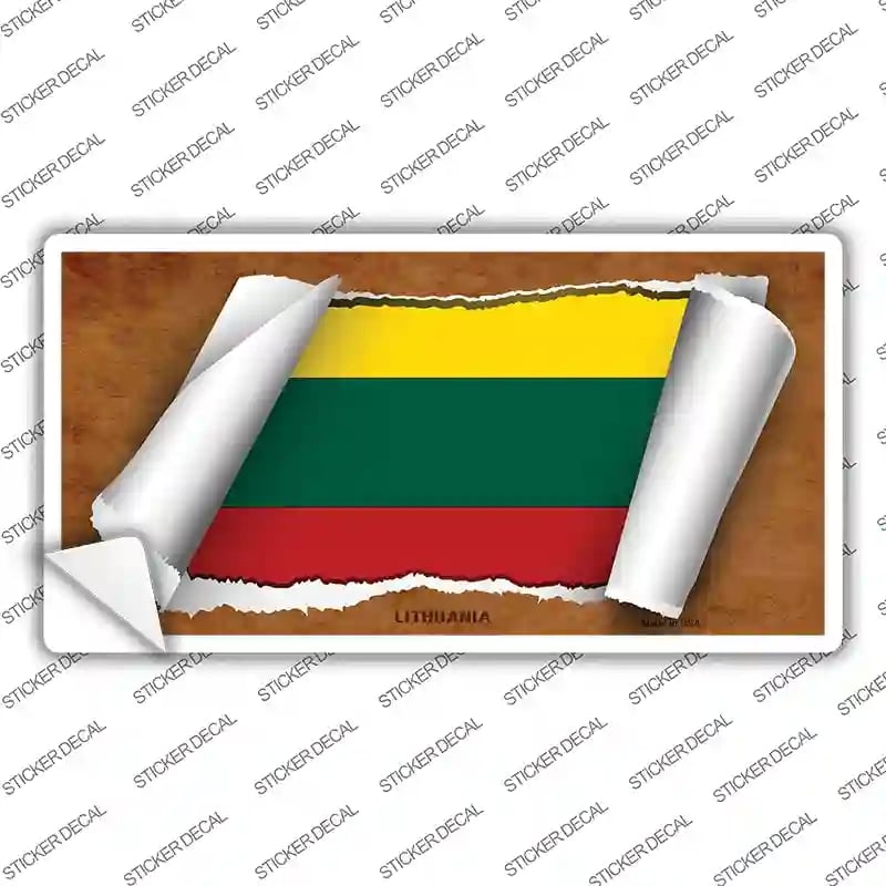 LP-9221s-L Lithuania Flag Scroll Novelty Sticker Decal - Large