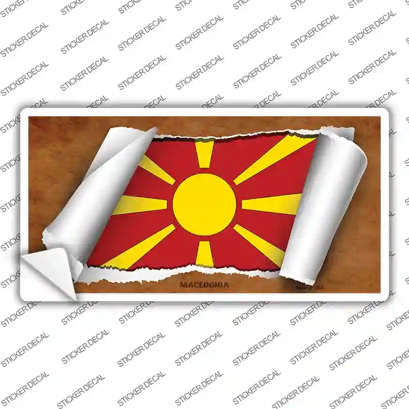 LP-9224s-XL Macedonia Flag Scroll Novelty Sticker Decal - Extra Large