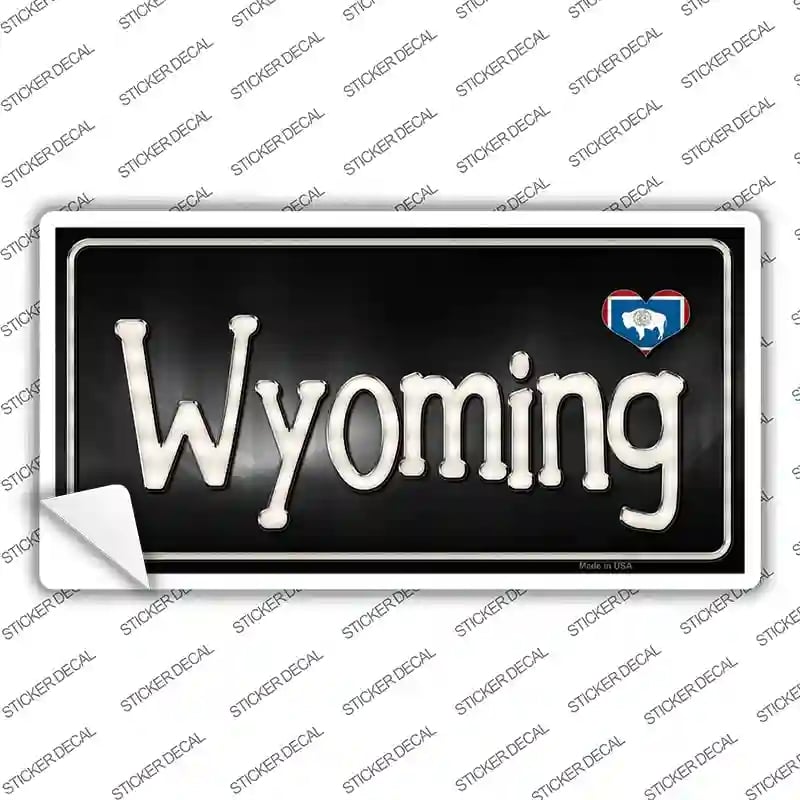 LP-9488s-L Wyoming Flag Script Novelty Sticker Decal - Large