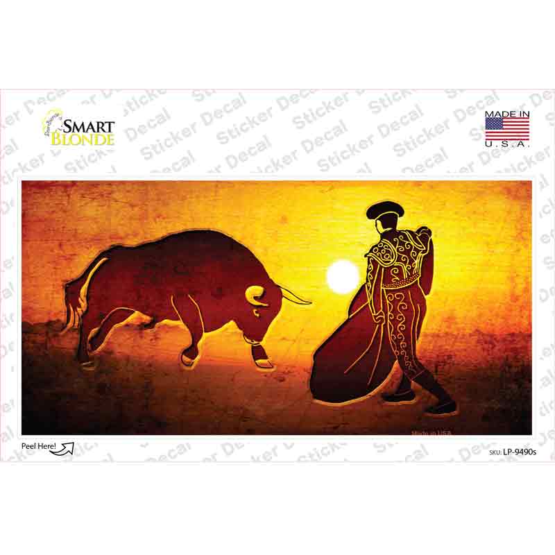 LP-9490s-M Bullfight with Sun Novelty Sticker Decal - Medium