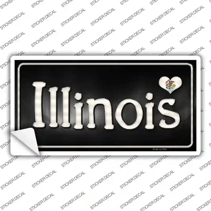 LP-9451s-L Illinois Flag Script Novelty Sticker Decal - Large