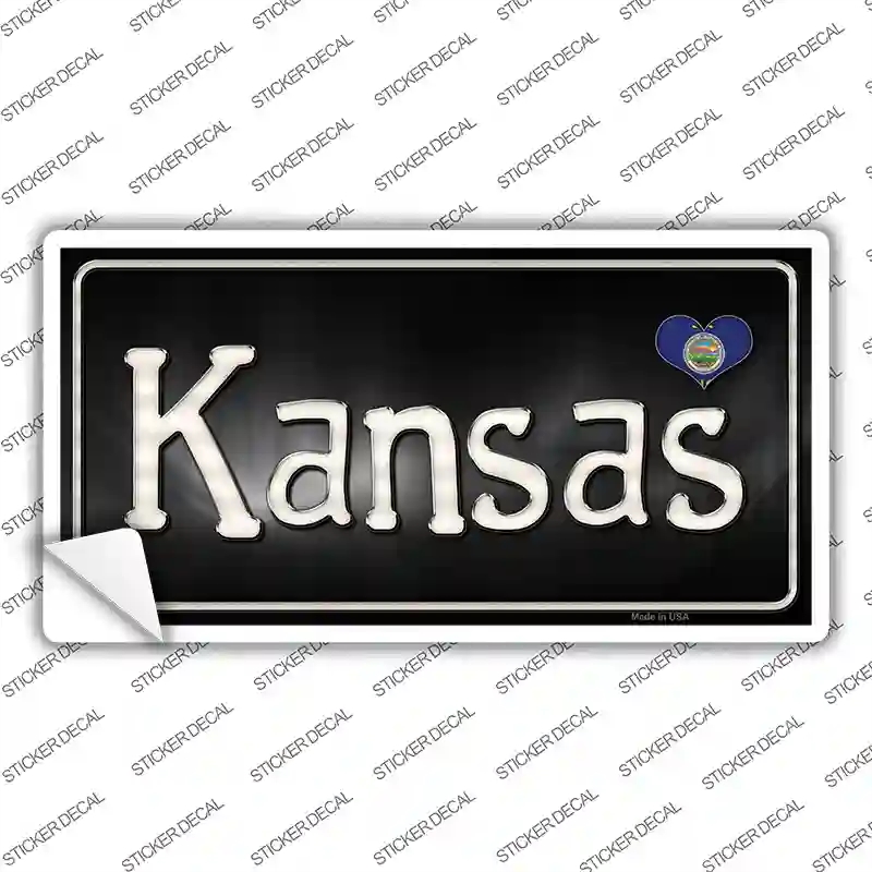 LP-9454s-L Kansas Flag Script Novelty Sticker Decal - Large